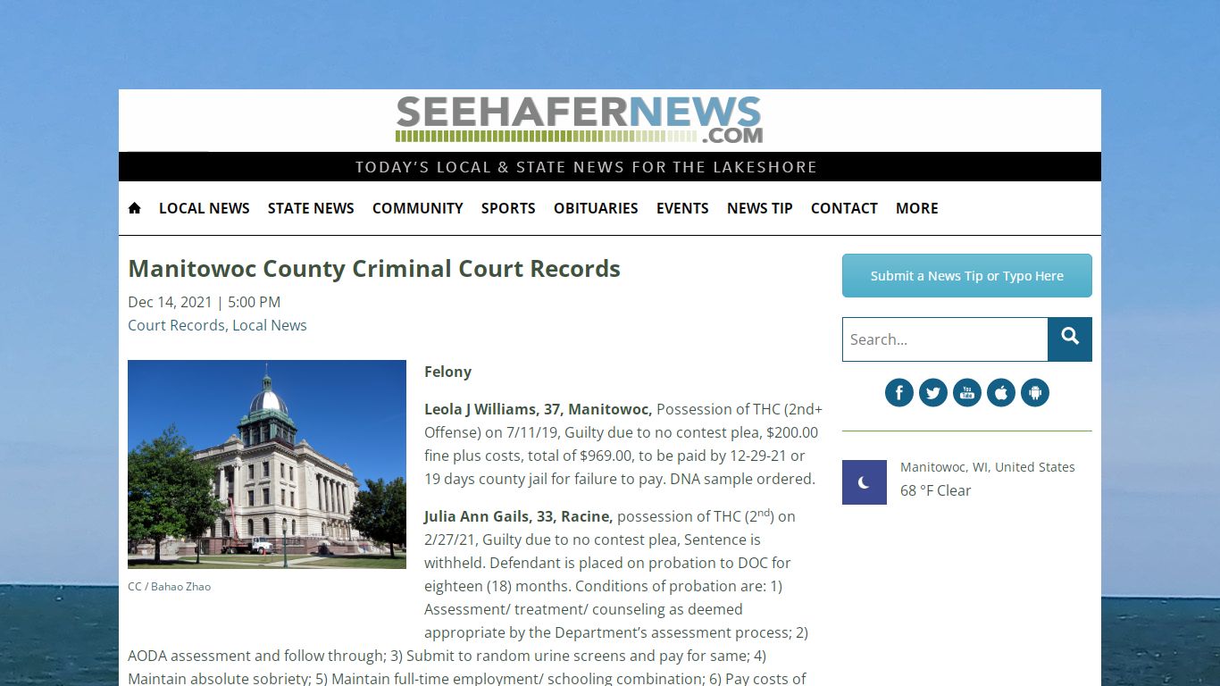 Manitowoc County Criminal Court Records | Seehafer News