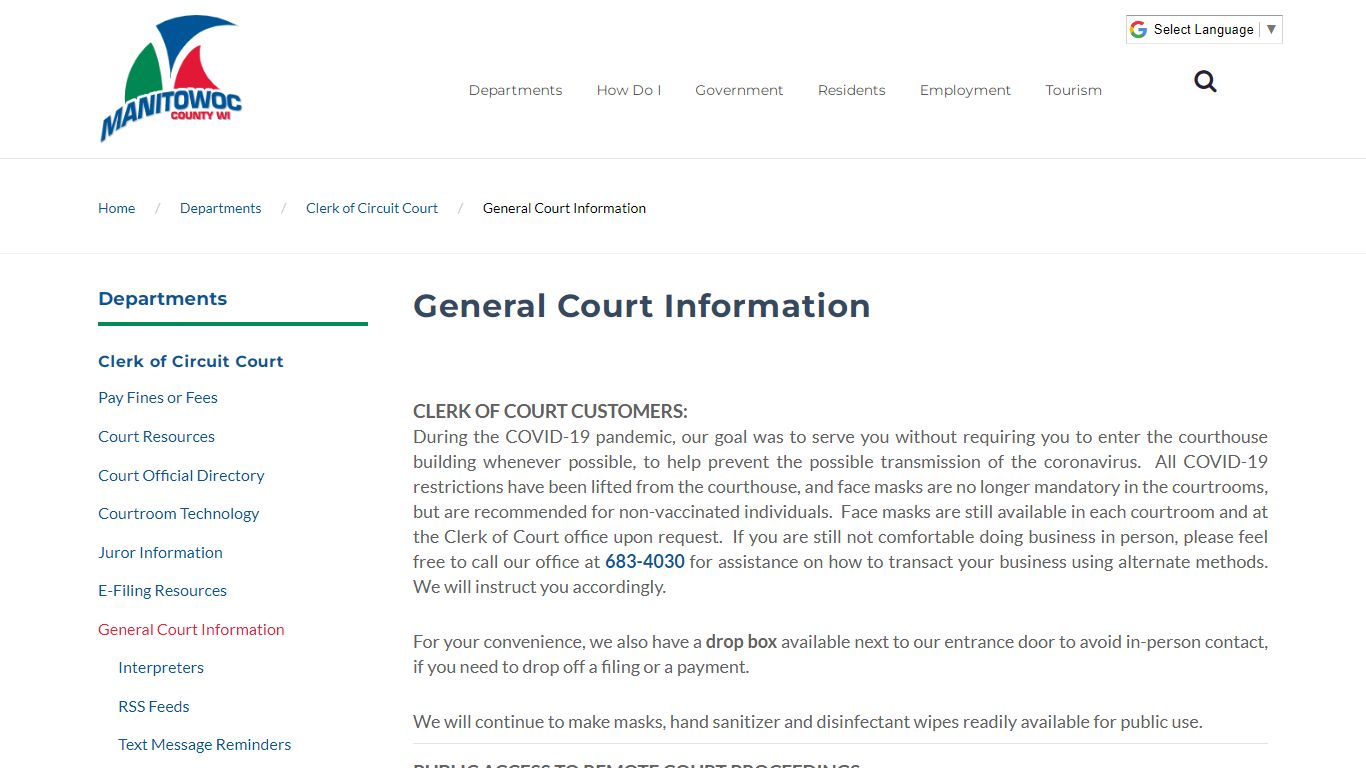 General Court Information - Manitowoc County